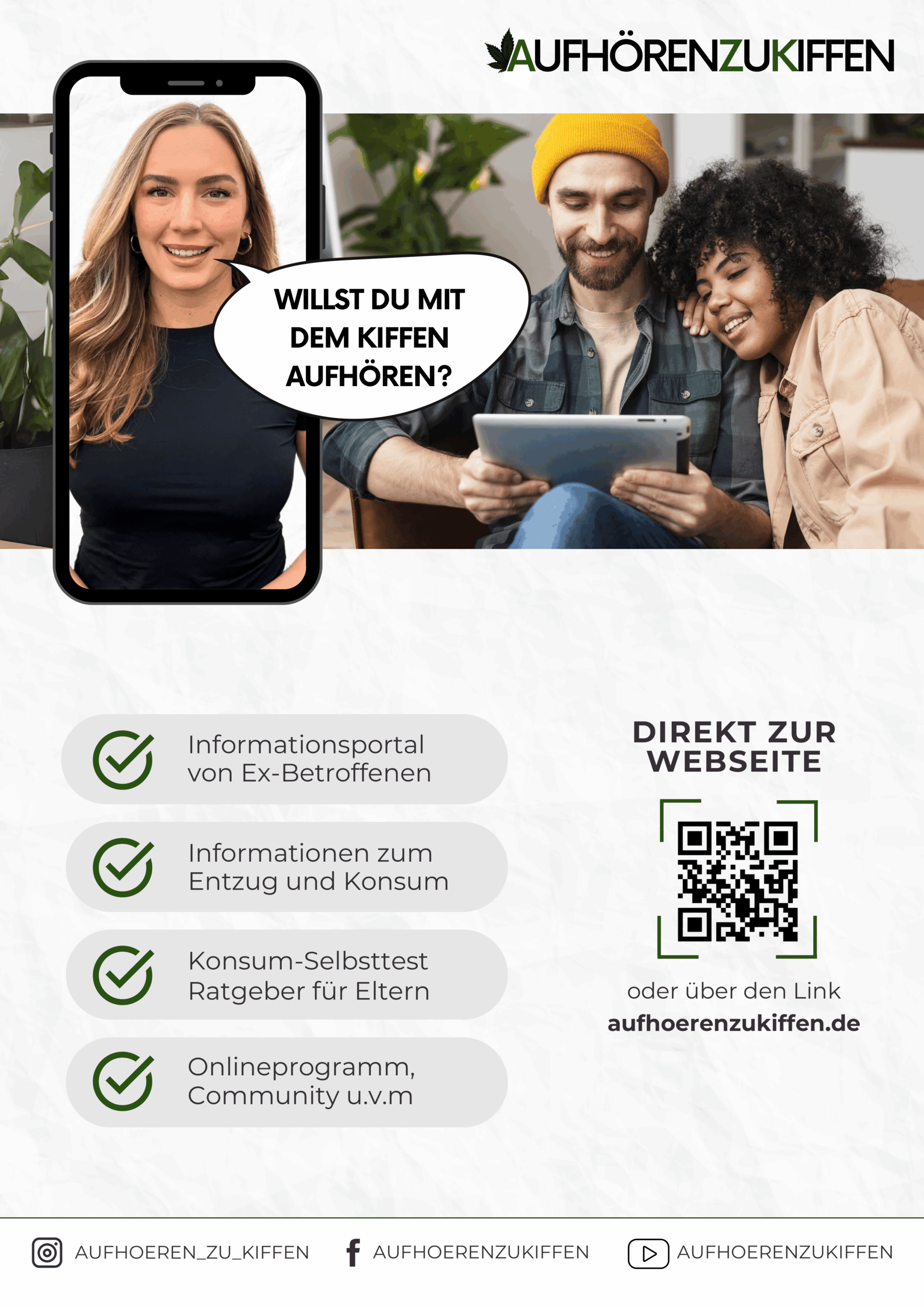 Aufhören zu kiffen – Informationsplakat